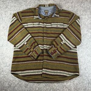 CE Schmidt Shirt Men 2XL Brown Wool Flannel Western Rodeo Hiking Striped Thick